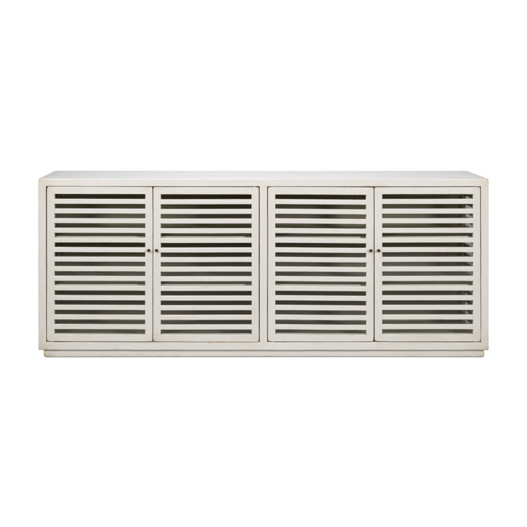 Antique White 92'' Reclaimed Pine Sideboard with Slatted Doors