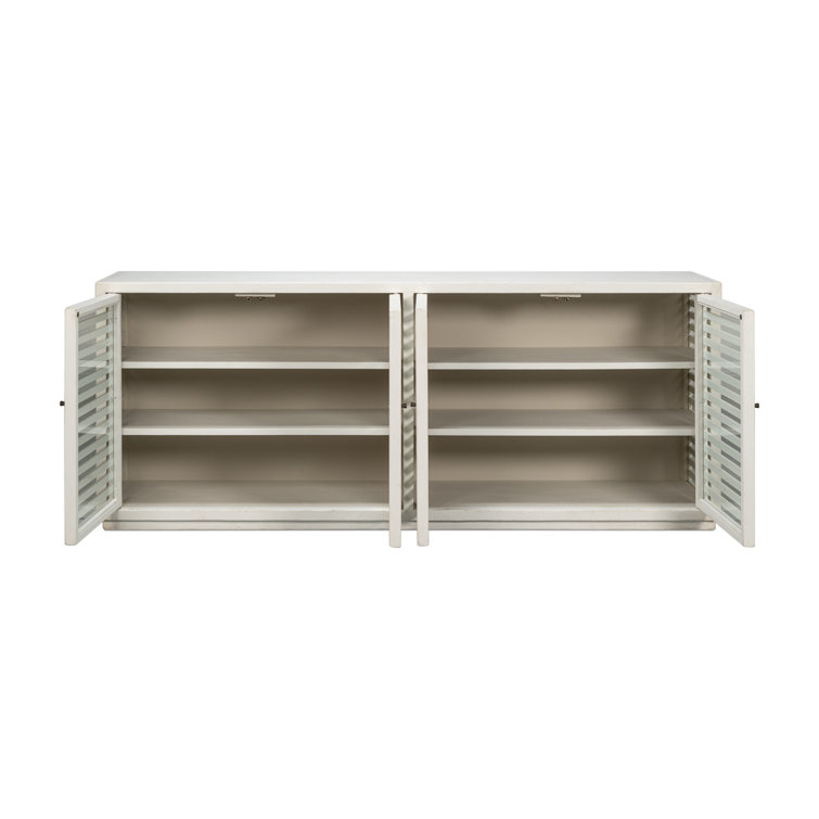 Antique White 92'' Reclaimed Pine Sideboard with Slatted Doors