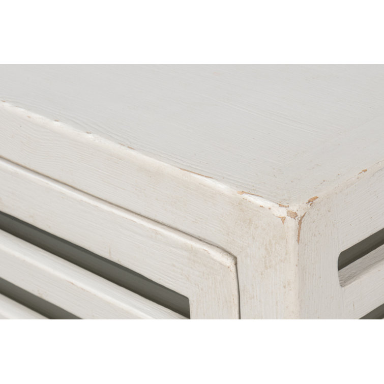 Antique White 92'' Reclaimed Pine Sideboard with Slatted Doors
