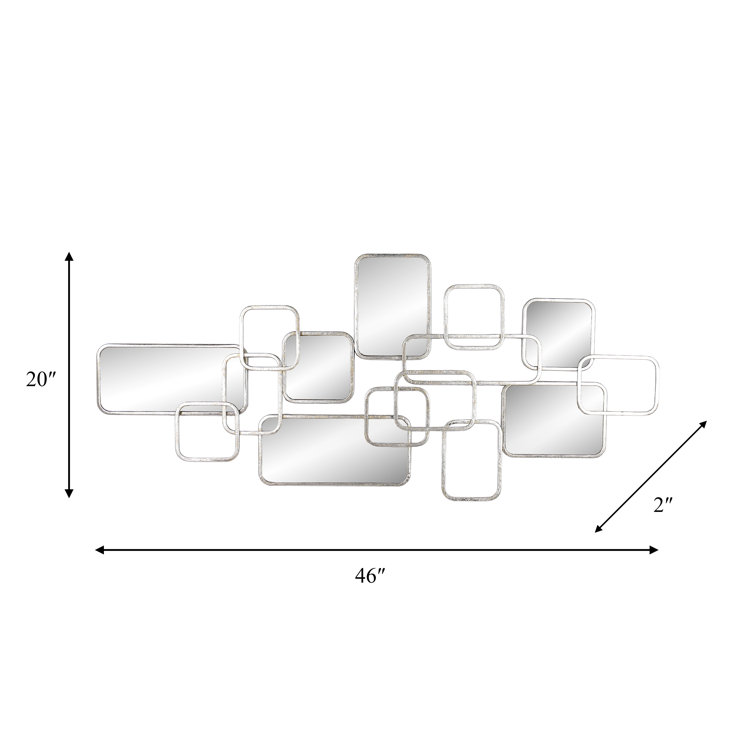 Eclat Rectangle 46"x20" Silver and Gold Metal Mirrored Wall Art