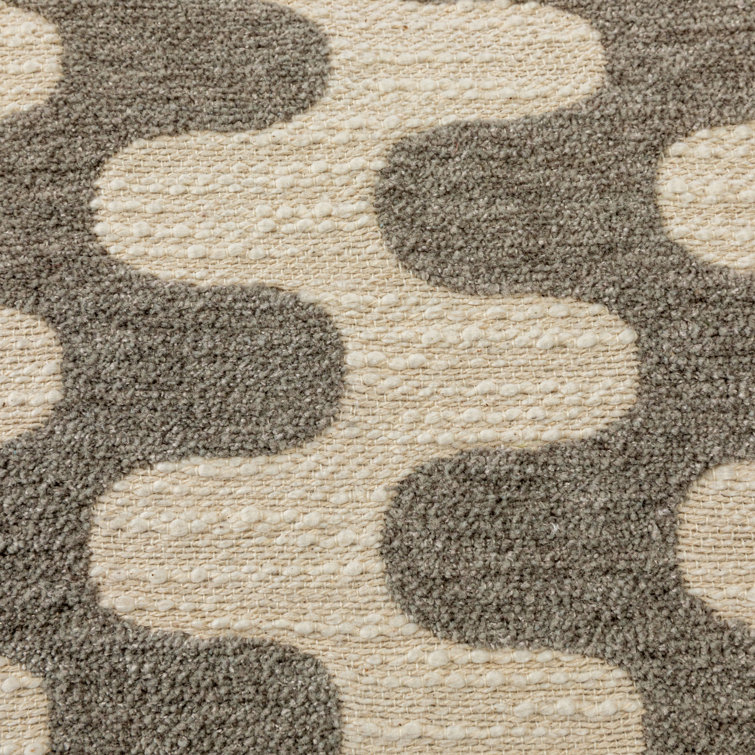 Chevron Gray and Beige Cotton Blend Square Throw Pillow