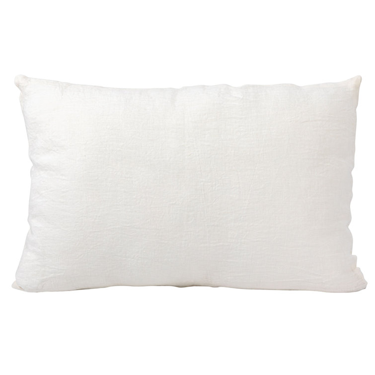 Ivory Linen Rectangular Lumbar Throw Pillow