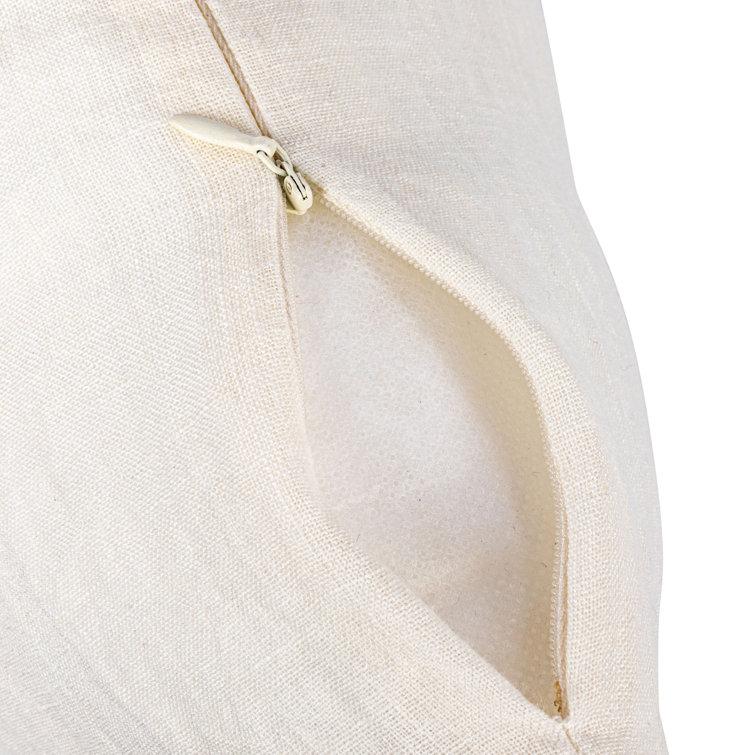Ivory Linen Rectangular Lumbar Throw Pillow