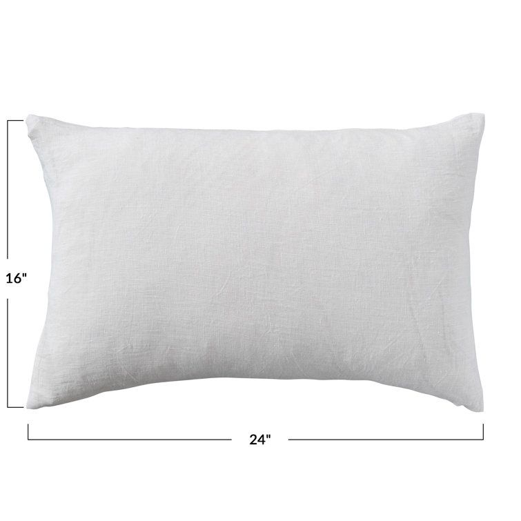 Ivory Linen Rectangular Lumbar Throw Pillow