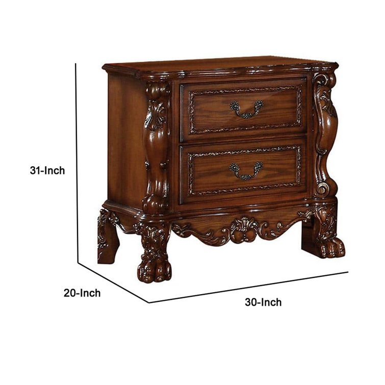 32" Cherry Oak Traditional 2-Drawer Nightstand