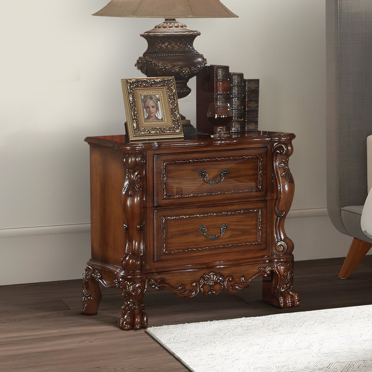 32" Cherry Oak Traditional 2-Drawer Nightstand