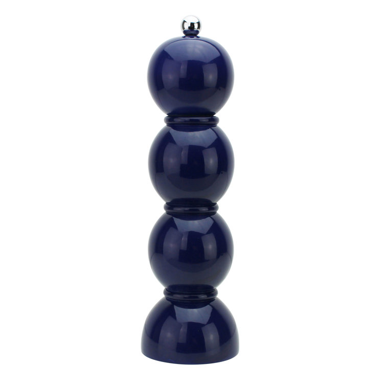 Navy Lacquered Wood Bobbin Salt and Pepper Mill