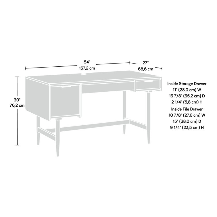 Grand Walnut Mid-Century Modern Desk with Drawer and Keyboard Tray