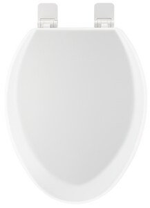 White Molded Wood Elongated Toilet Seat with Lid