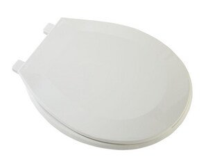 Biscuit Round Plastic Closed-Front Toilet Seat with Cover