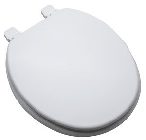 White Wooden Round Closed-Front Toilet Seat with Lid