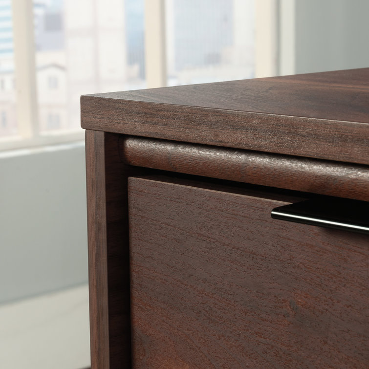 Grand Walnut Mid-Century Modern Desk with Drawer and Keyboard Tray