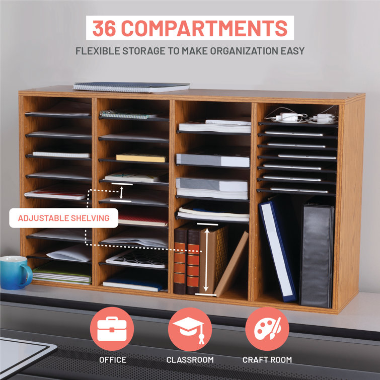 Medium Oak 36-Compartment Adjustable Wood Organizer