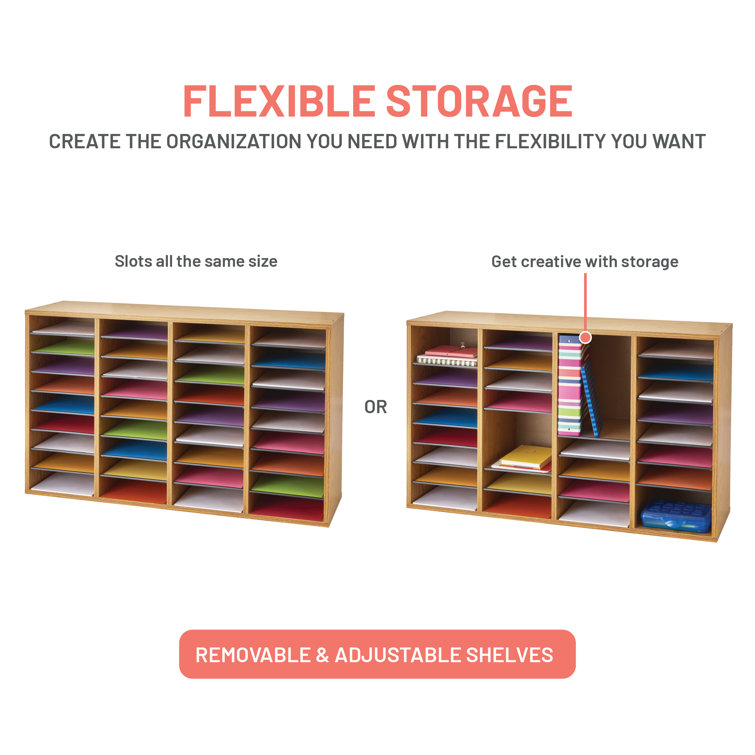 Medium Oak 36-Compartment Adjustable Wood Organizer