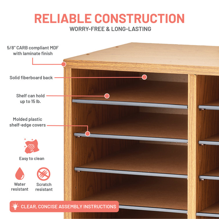 Medium Oak 36-Compartment Adjustable Wood Organizer