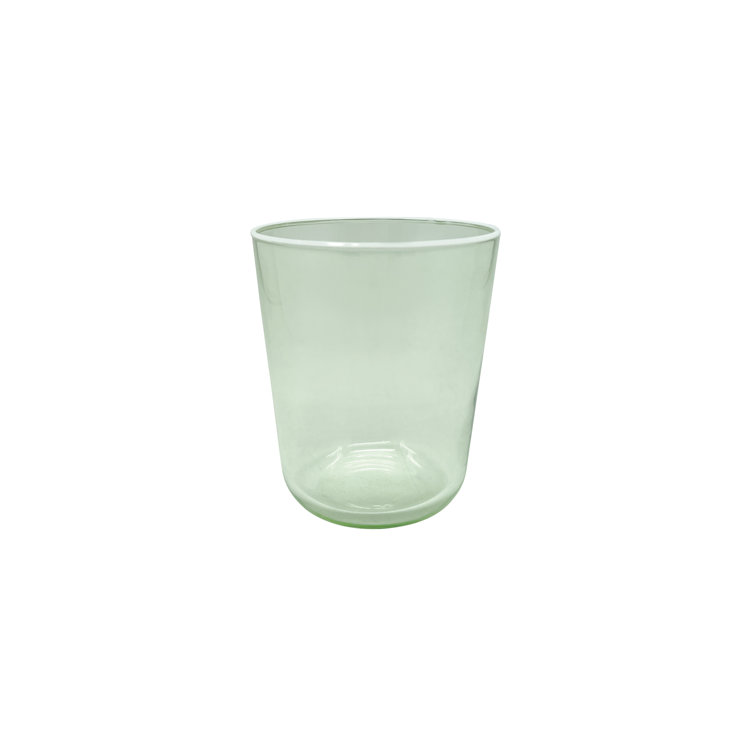 Light Green and White Rim Double Old Fashioned Glass