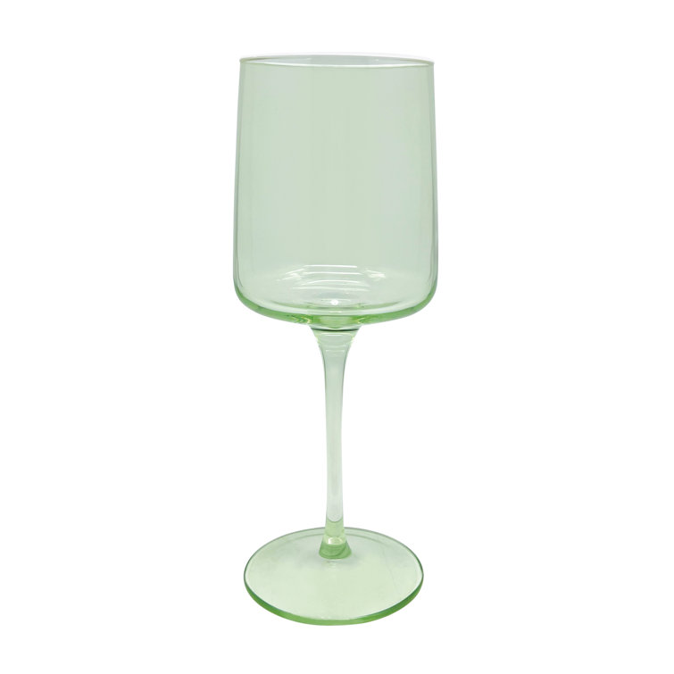 Fine Line Light Green and White Rim Wine Glass Set