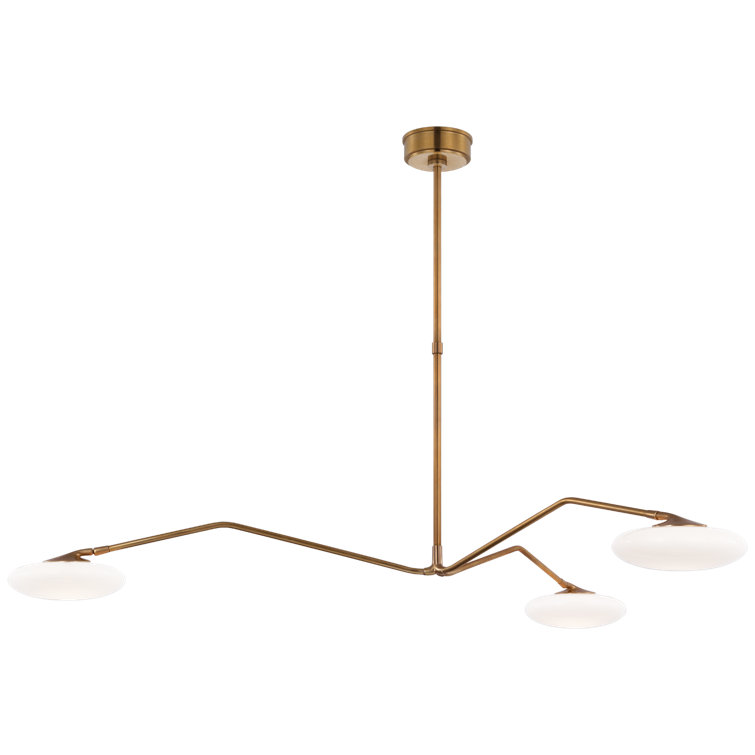 Brindille Soft Brass 3-Light LED Chandelier with White Glass Shades