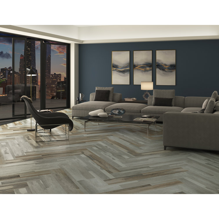 Harvest Distressed Gray Brown Multi Wide Plank Peel and Stick Vinyl Flooring