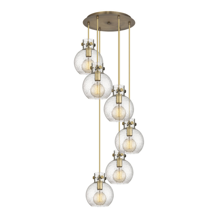 Newton 6-Light Brushed Brass Globe Pendant Light