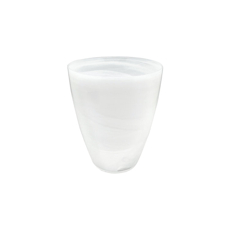 Round White Alabaster Glass Table Vase