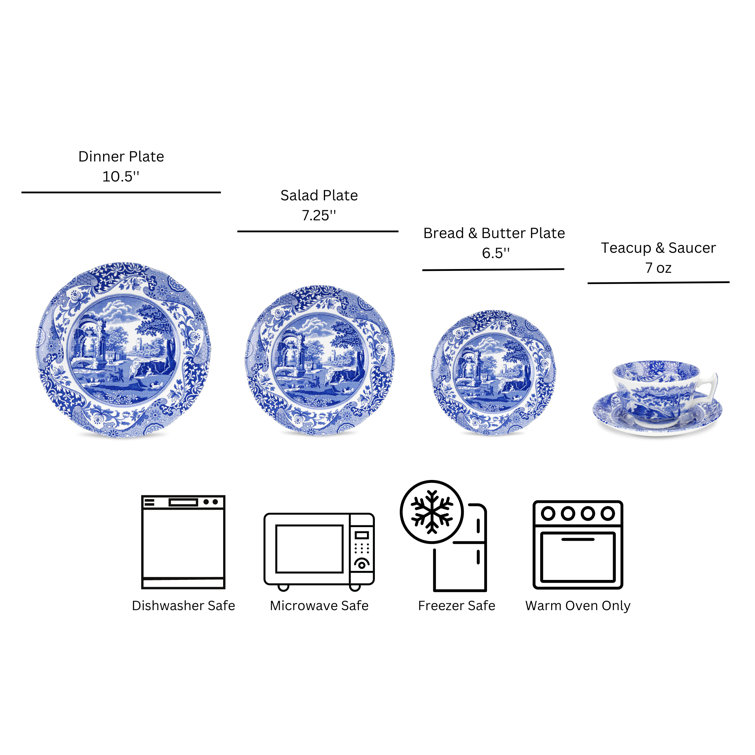 Blue Italian Porcelain 5-Piece Dinnerware Set