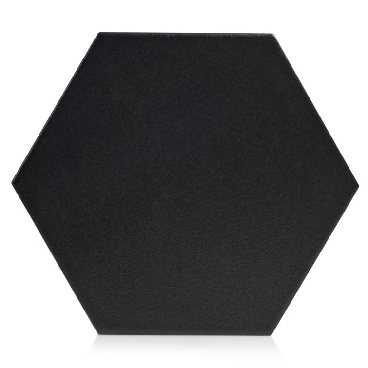 9'' Black Matte Porcelain Hexagon Tile with Water Protection