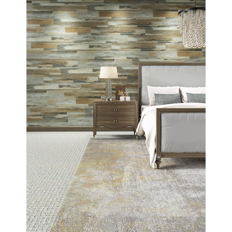 Harvest Distressed Gray Brown Multi Wide Plank Peel and Stick Vinyl Flooring