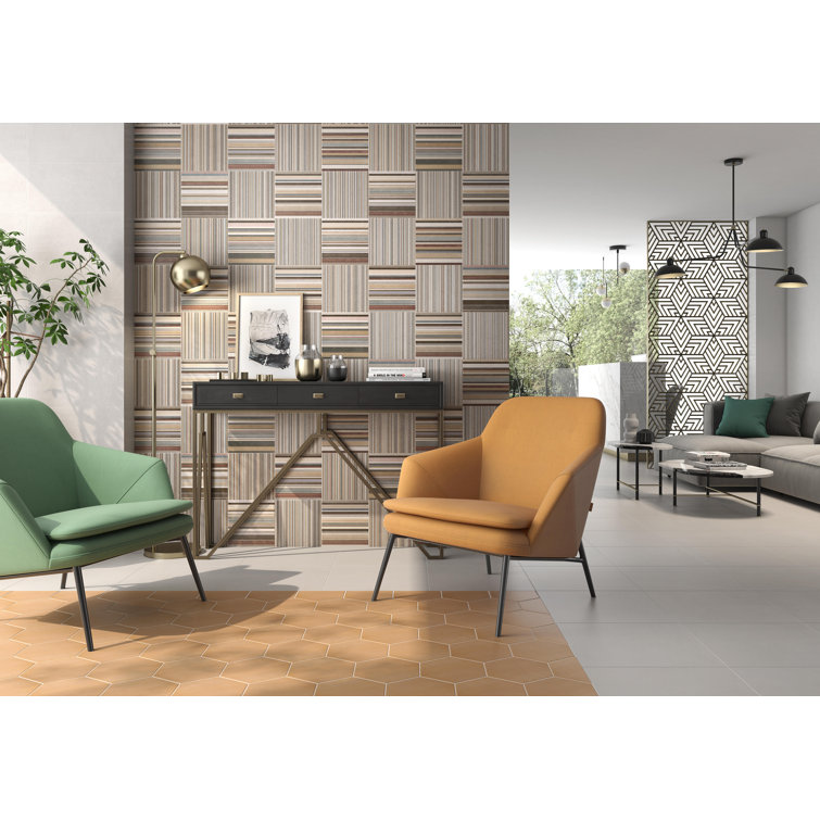 Tribeca Hexagon Matte Orange Porcelain Tile for Kitchen and Bathroom