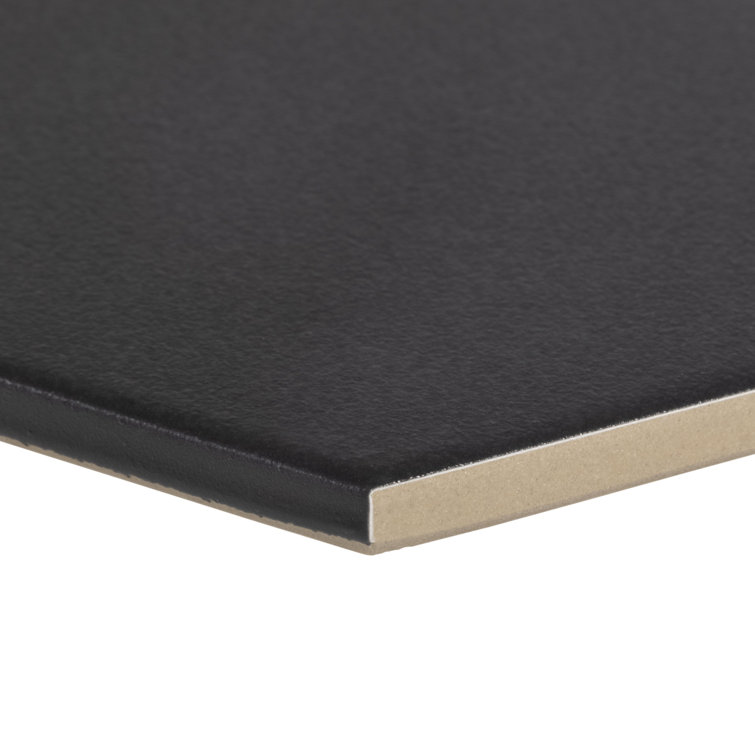 9'' Black Matte Porcelain Hexagon Tile with Water Protection