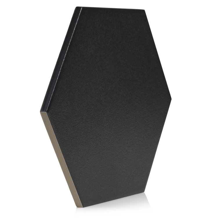9'' Black Matte Porcelain Hexagon Tile with Water Protection
