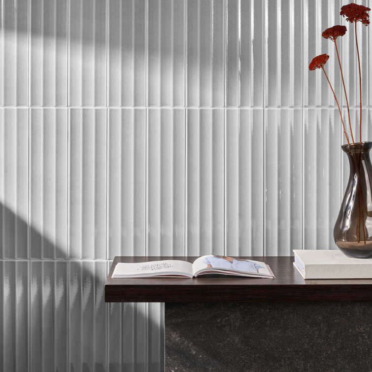 Refined Gray Glazed Ceramic Subway Wall Tile 4-in x 16-in