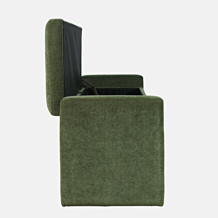 Forest Green Upholstered Storage Bench with Sled Legs