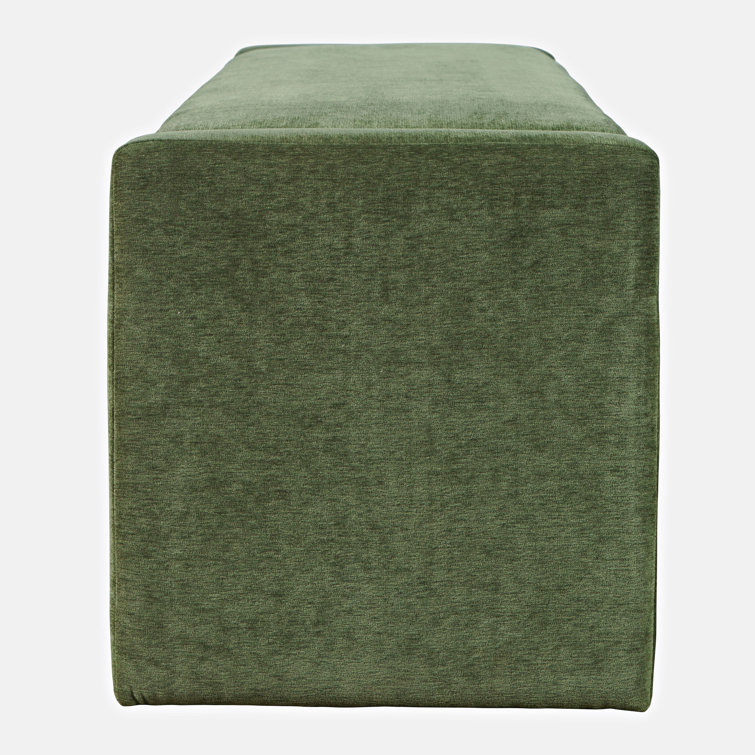 Forest Green Upholstered Storage Bench with Sled Legs