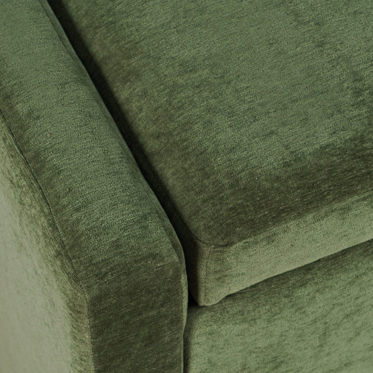 Forest Green Upholstered Storage Bench with Sled Legs