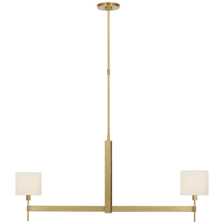 Antique Brass 54" Modern Chandelier with Linen Shades