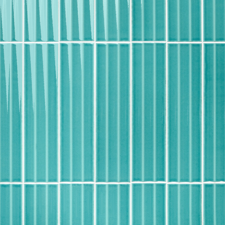 Teal Green Glazed Ceramic Subway Wall Tile 4.43'' x 17.62''