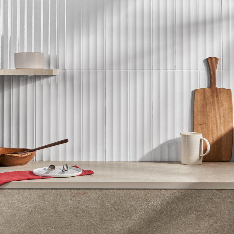 Radiant White Glazed Ceramic Subway Wall Tile 4.43'' x 17.62''
