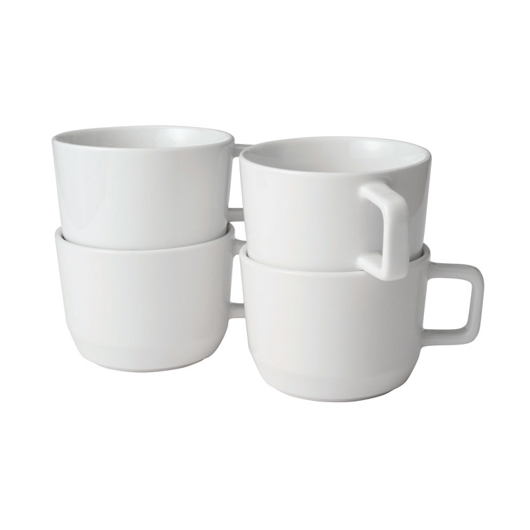 Austin White Ceramic 17.5-Ounce Stackable Coffee Mugs, Set of 4