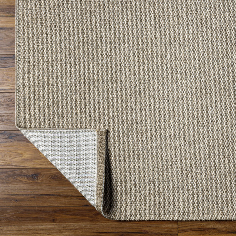 Beige and Gray Rectangular Washable Synthetic Rug