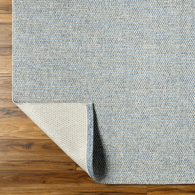 Light Blue Rectangular Synthetic Flat Woven Indoor/Outdoor Rug