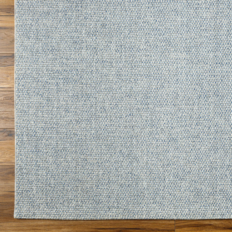 Light Blue Rectangular Synthetic Flat Woven Indoor/Outdoor Rug