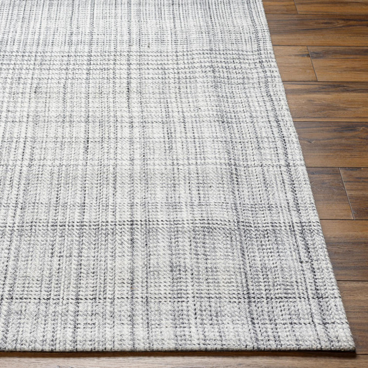 Sammy Slate Plaid Hand-Woven Black and Gray Wool Rug