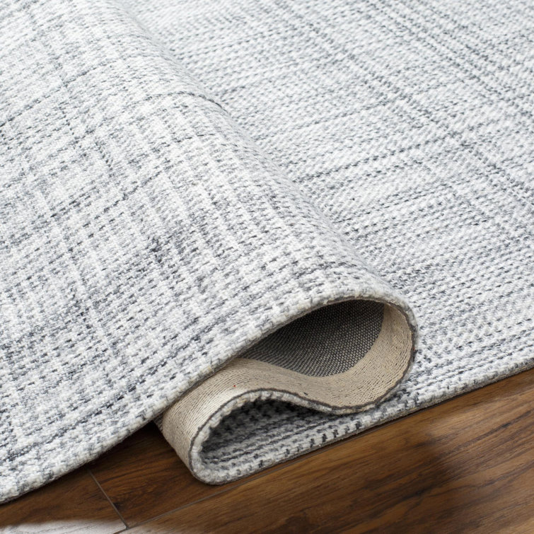 Sammy Slate Plaid Hand-Woven Black and Gray Wool Rug