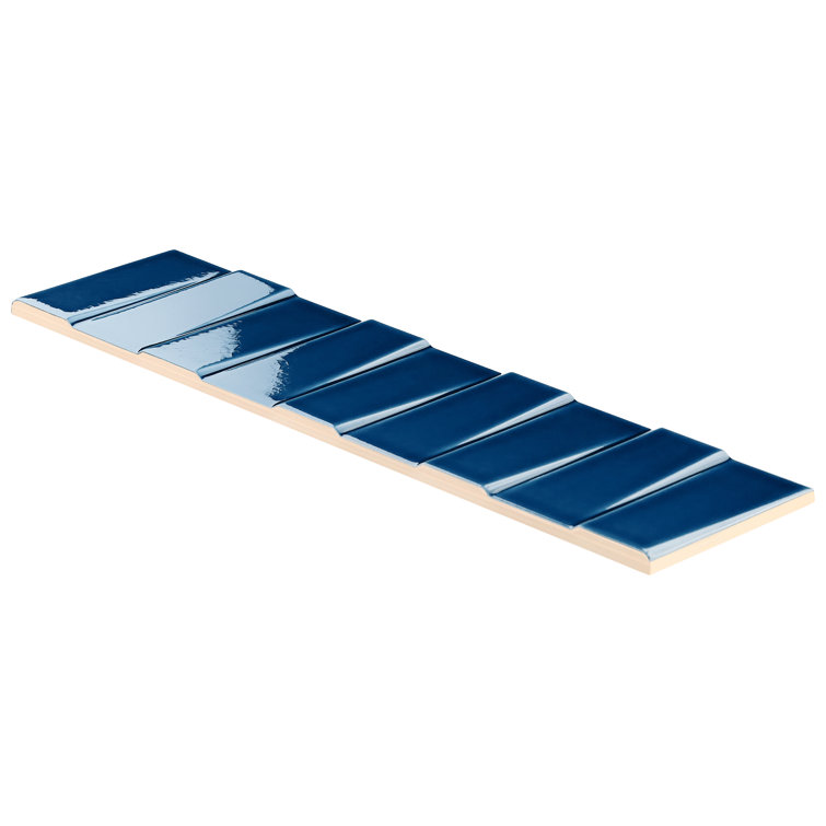 Nautical Blue Glazed Ceramic Subway Wall Tile 4.43'' x 17.62''