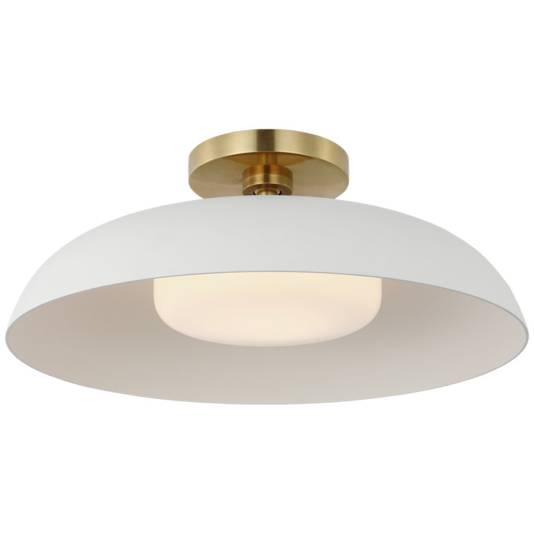 Hand-Rubbed Antique Brass and White Glass LED Flush Mount
