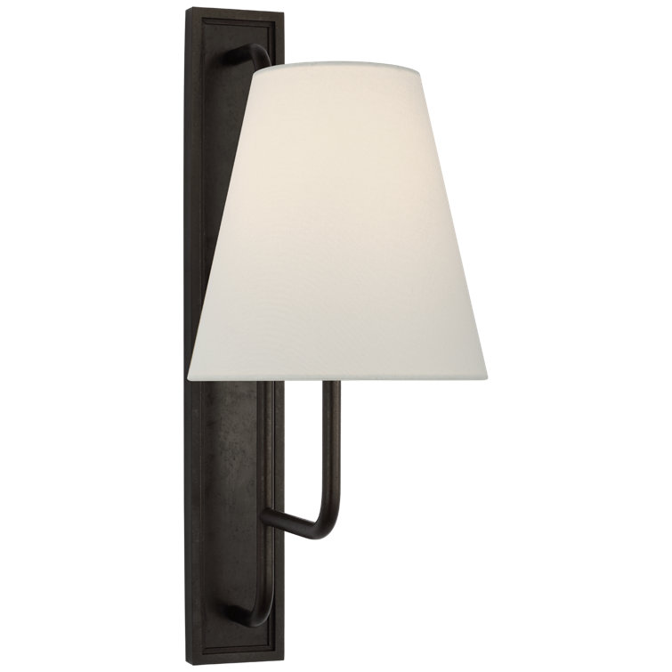 Aged Iron 20" Dimmable Wall Sconce with Linen Shade