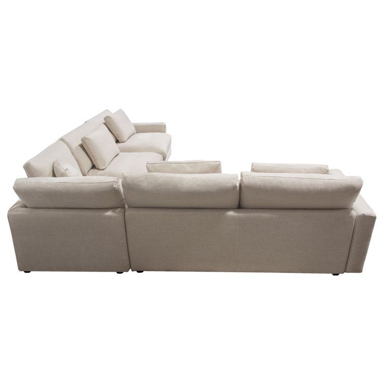 Arcadia Symmetrical L-Shaped Gray Fabric Sectional Sofa
