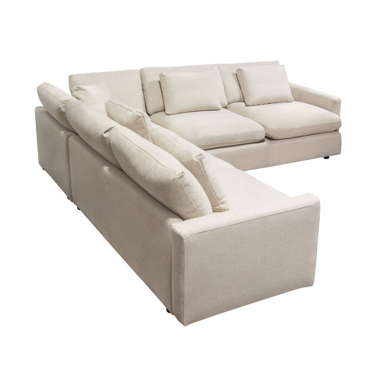 Arcadia Symmetrical L-Shaped Gray Fabric Sectional Sofa