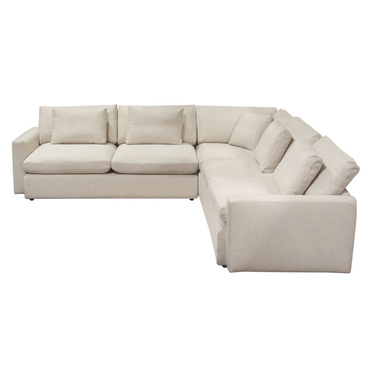 Arcadia Symmetrical L-Shaped Gray Fabric Sectional Sofa